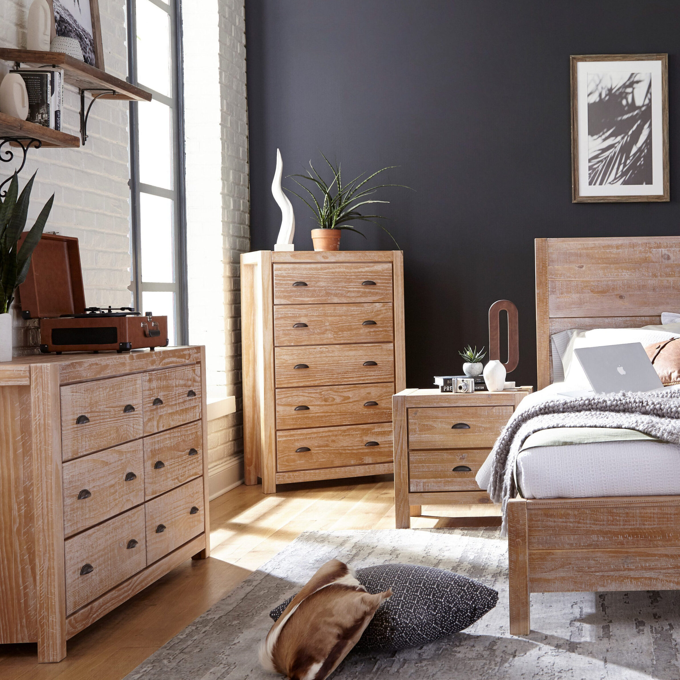 Pieces of solid wood furniture