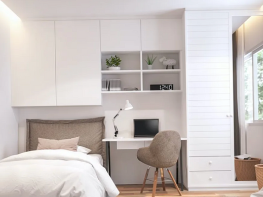 The arrangement of the small block bedroom