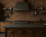 How do you organize an industrial style kitchen with predefined furniture?