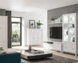 White living room furniture with which you can organize unique